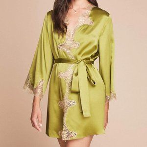 Sold Out GILDA & PEARL Silk Golden Hour Olive Green Robe - OS